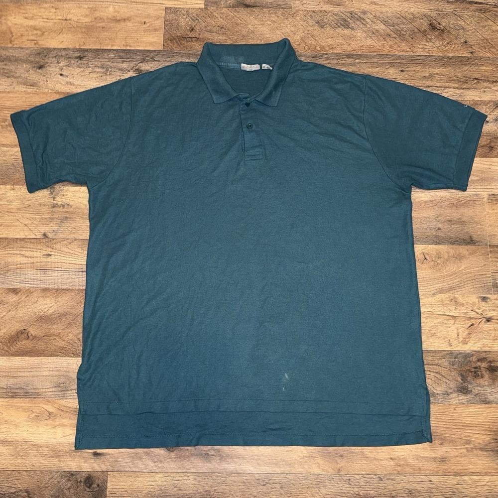 Vintage 1970s Levi's Polo Shirt Mens 2X Single Stitch Short Sleeve Green